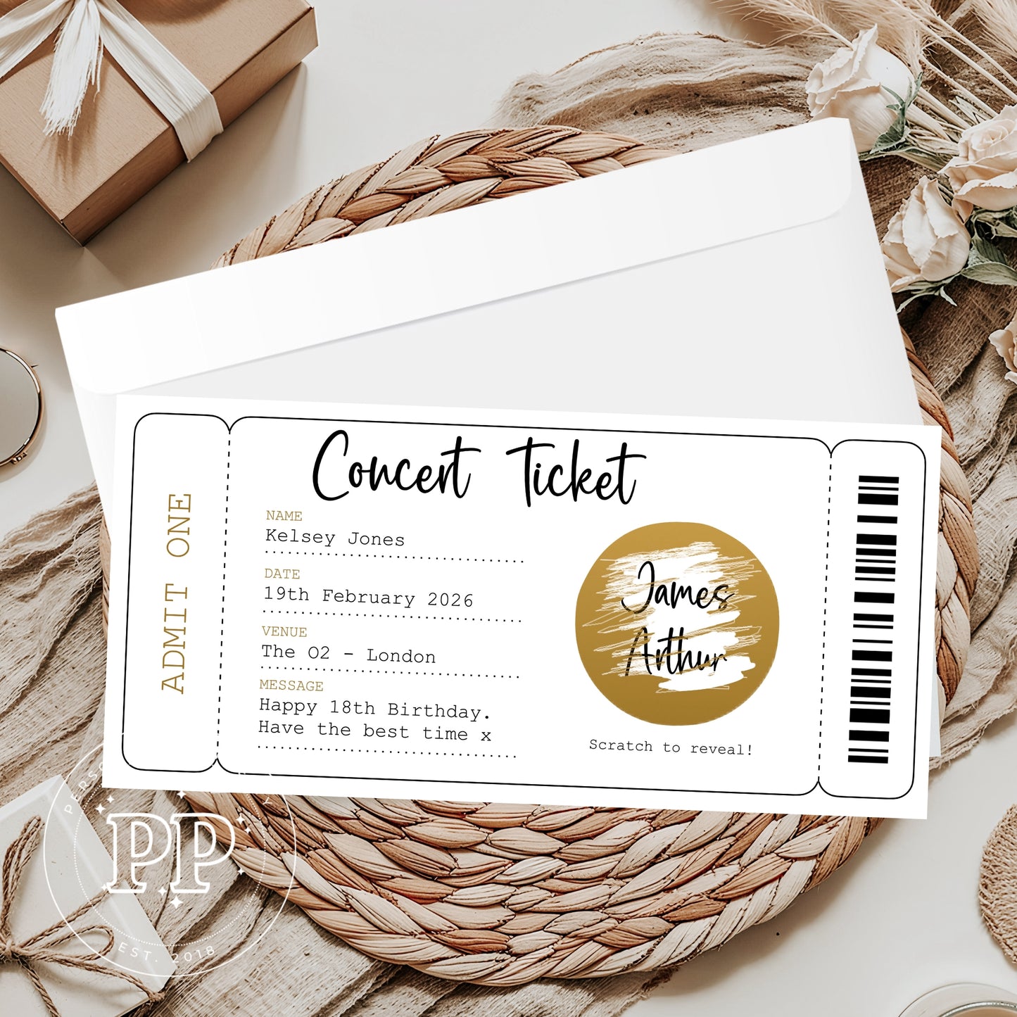 Personalised Concert Ticket, Surprise Gig Ticket