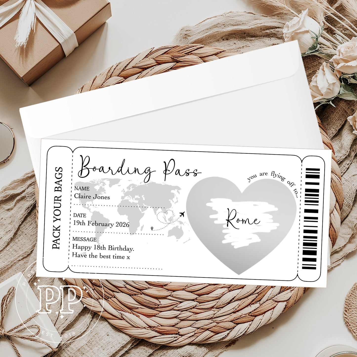Surprise Holiday Scratch Reveal Boarding Pass