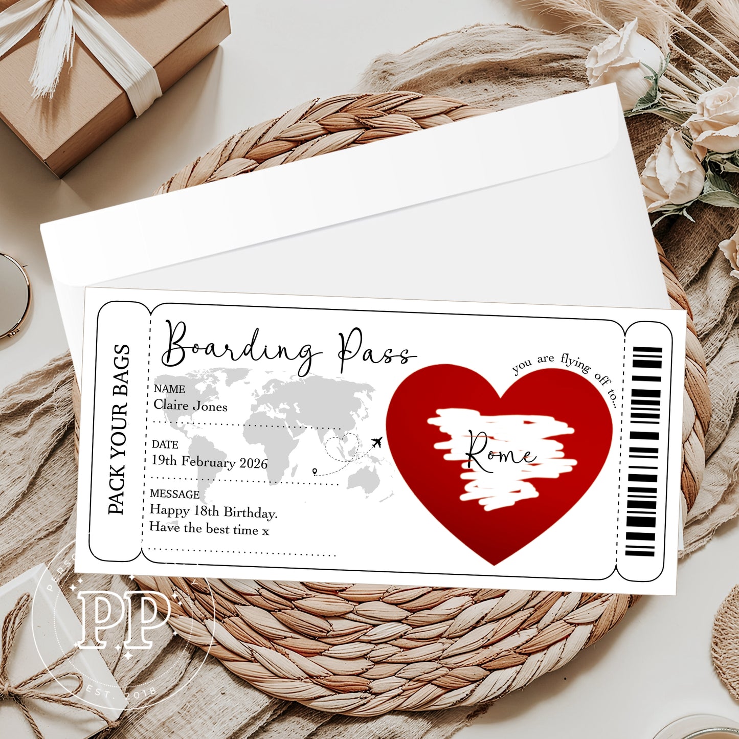 Surprise Holiday Scratch Reveal Boarding Pass