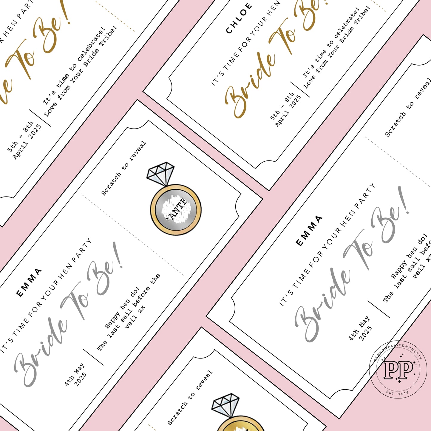 Personalised Scratch To Reveal Hen Party Ticket