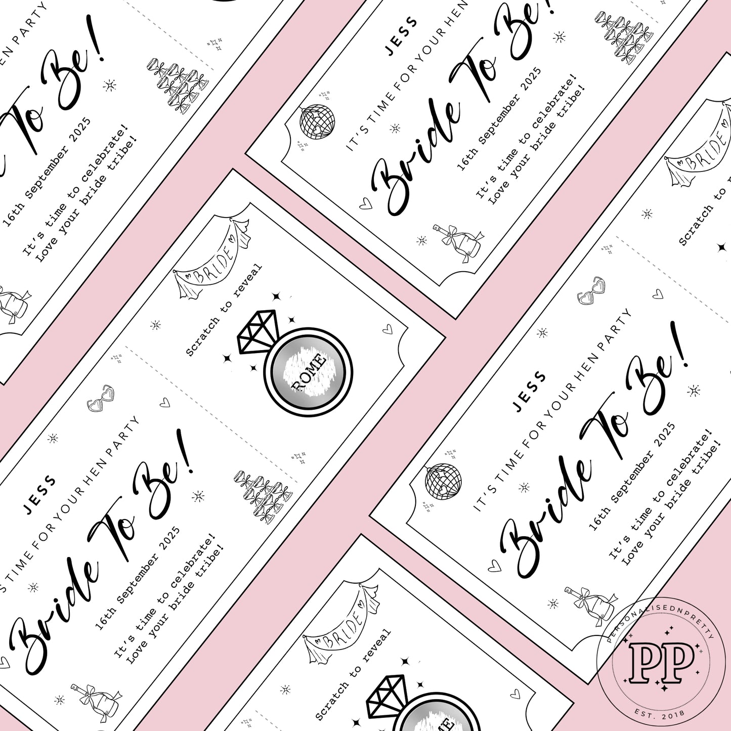 Personalised Scratch To Reveal Hen Party Ticket