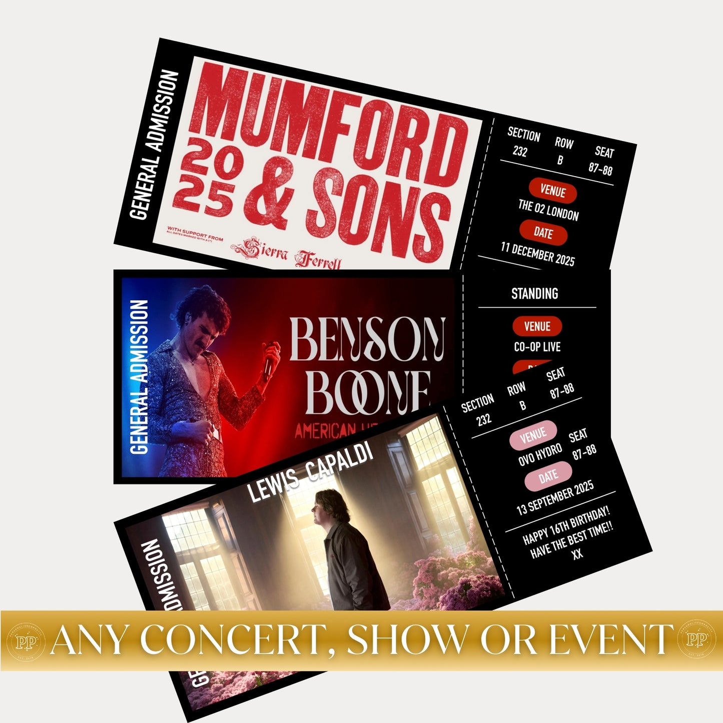 Personalised Concert Ticket, Surprise Concert Gift, Theatre Ticket