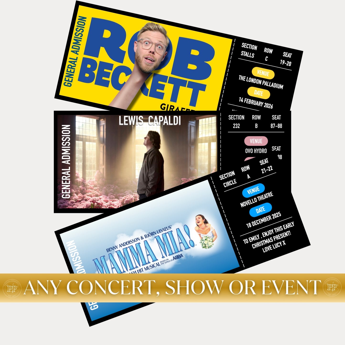 Personalised Concert Ticket, Surprise Concert Gift, Theatre Ticket