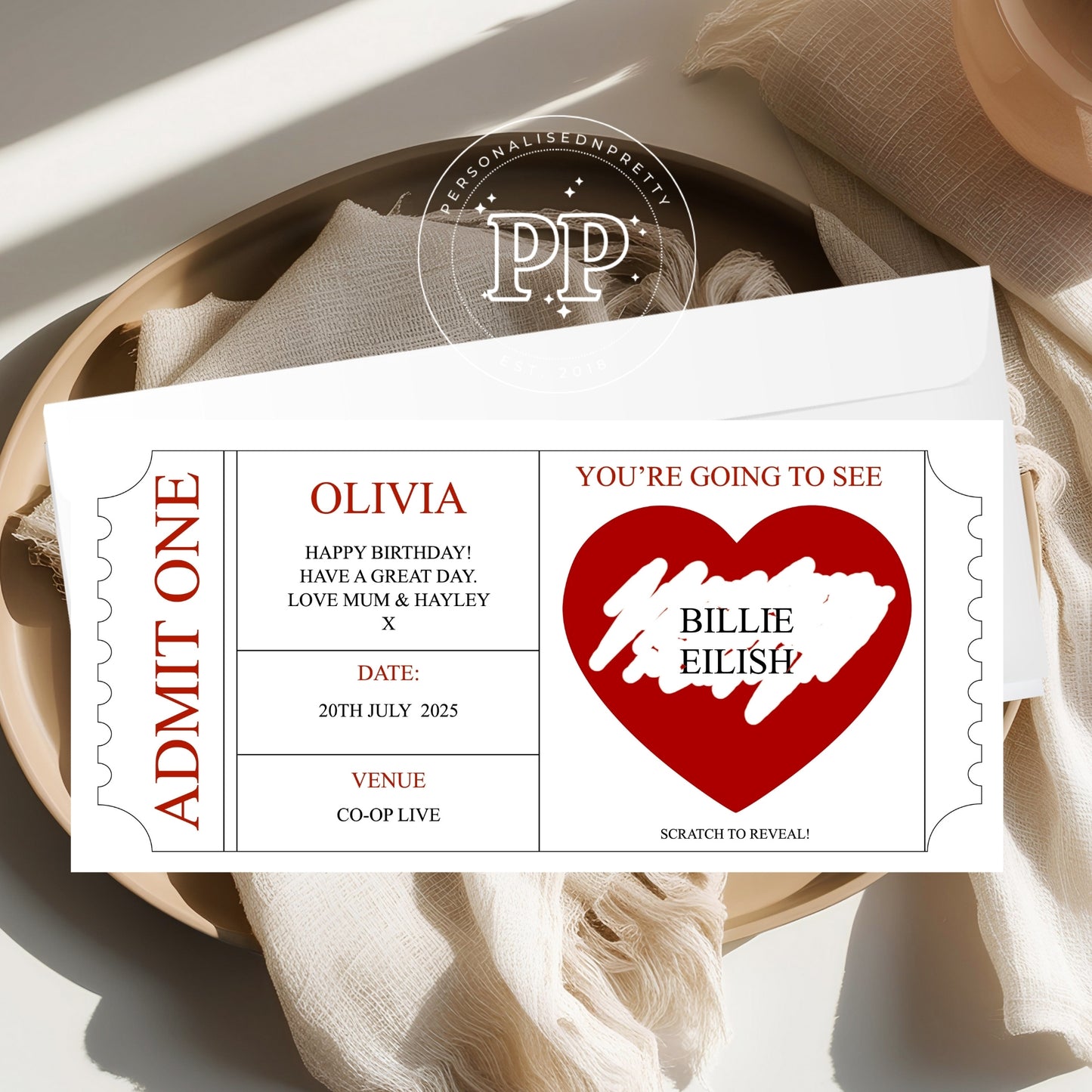 Personalised Concert Ticket.