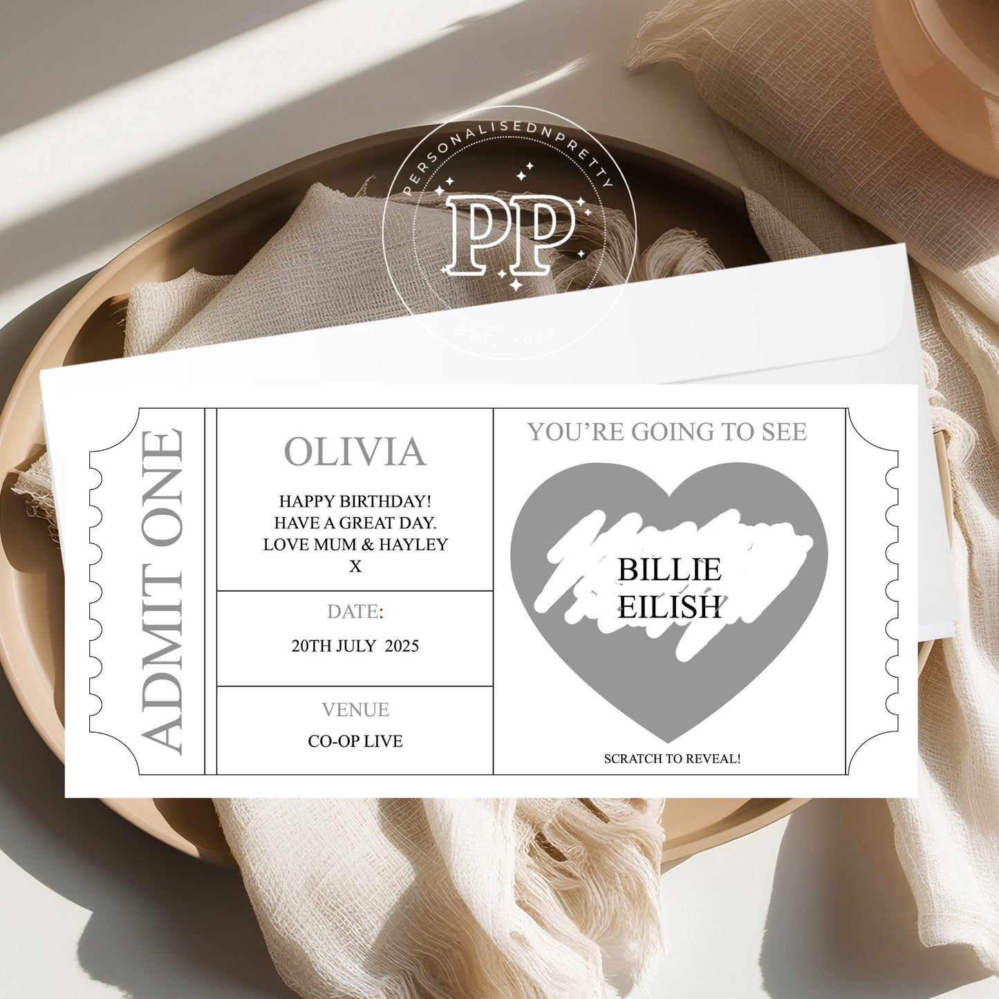 Personalised Concert Ticket.