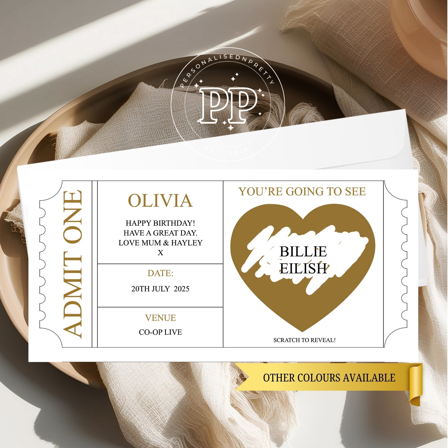 Personalised Concert Ticket.