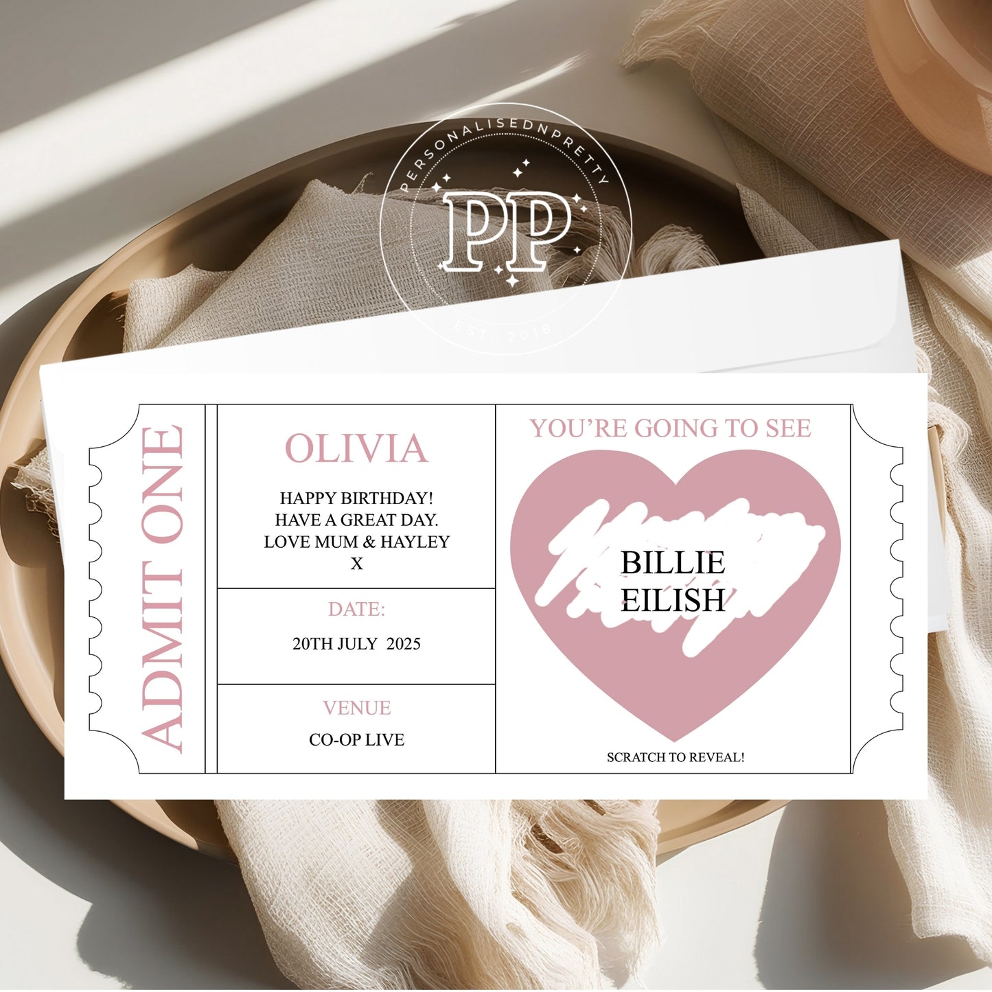 Personalised Concert Ticket.