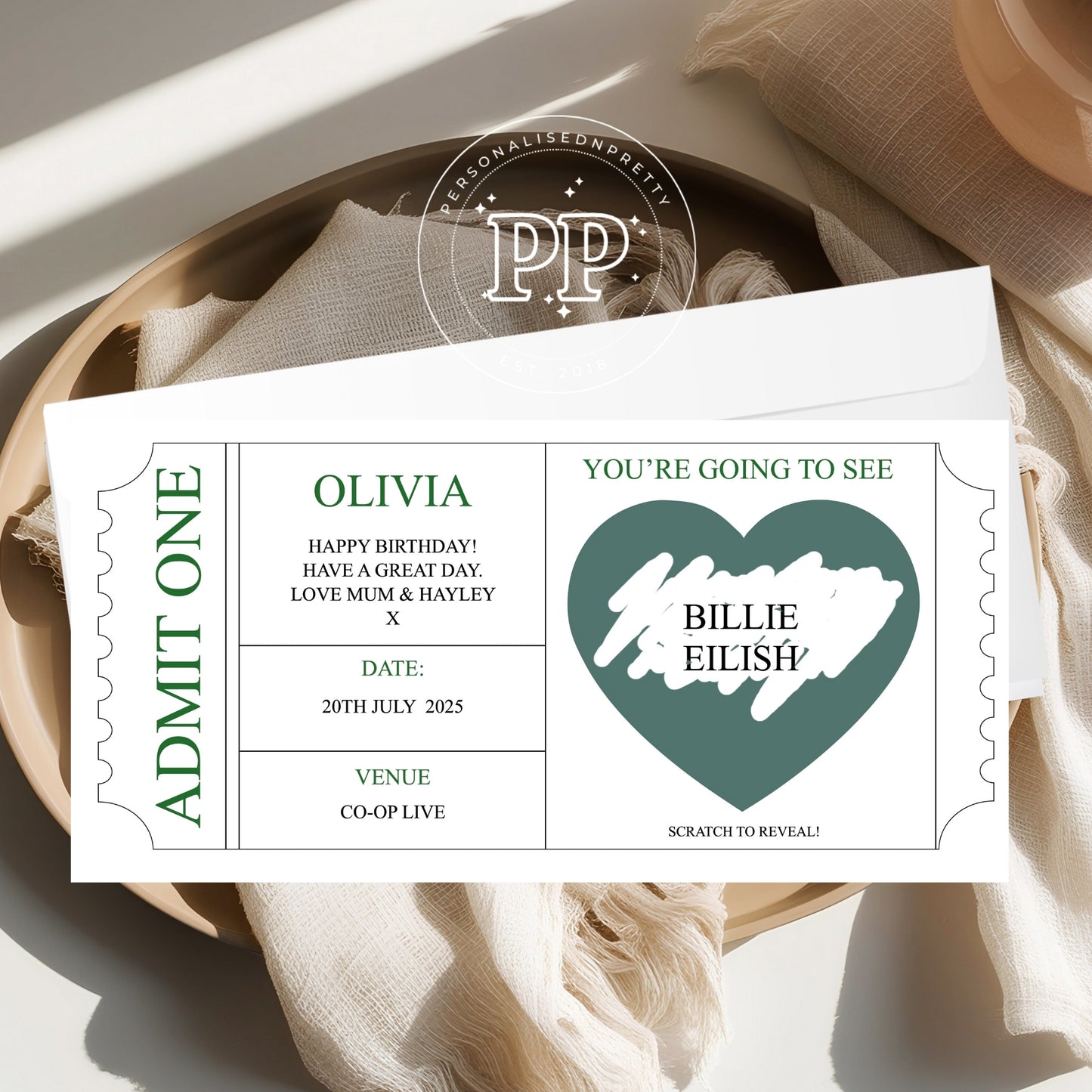 Personalised Concert Ticket.