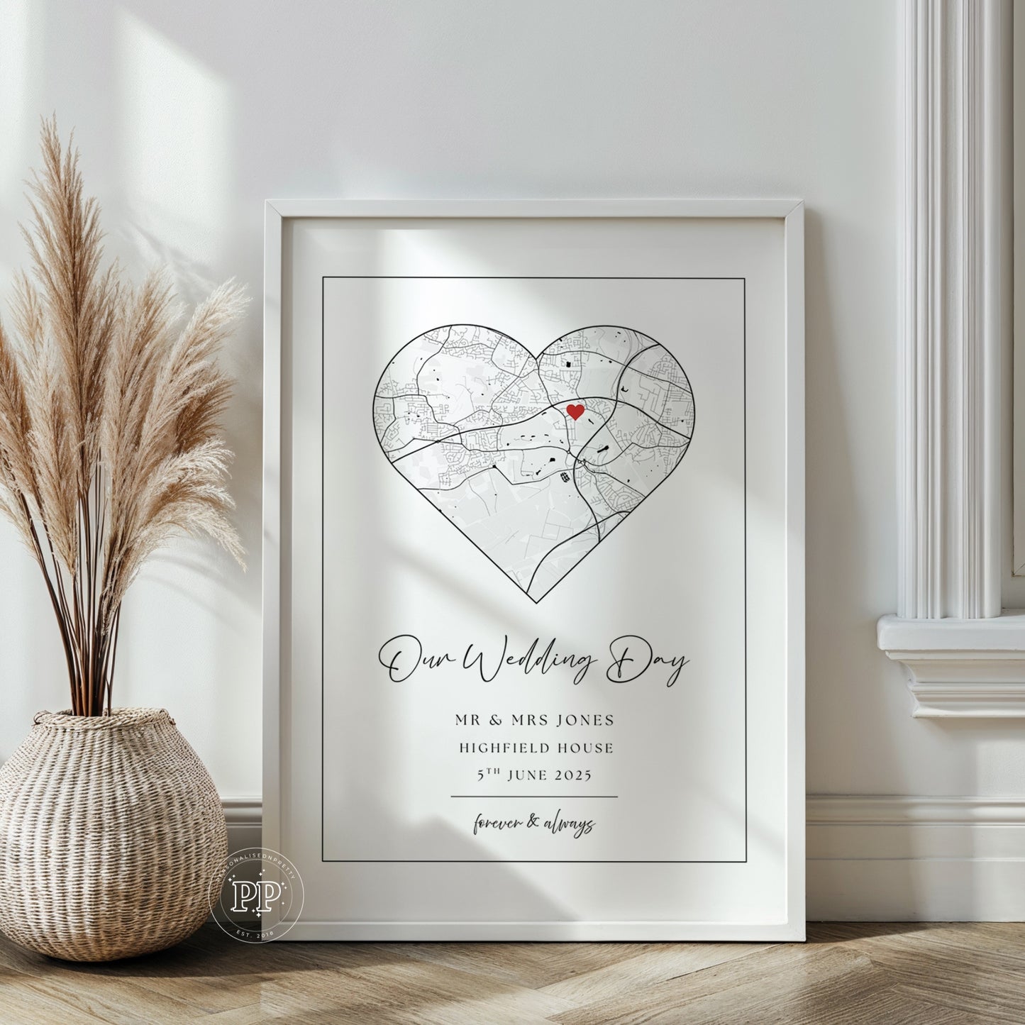 Personalised Wedding Map Print,