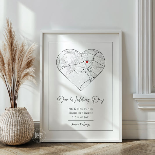Personalised Wedding Map Print,