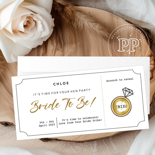 Personalised Scratch To Reveal Hen Party Ticket